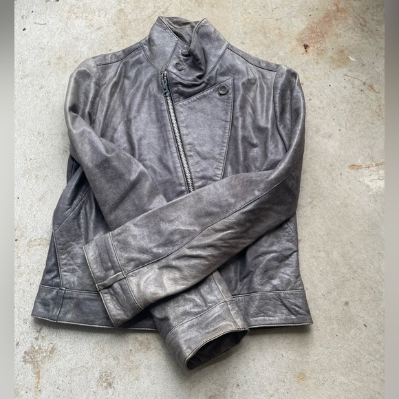 Designer Moto biker leather Jacket Distressed Futuristic Runway Motorcycle 36 XS - Picture 8 of 16